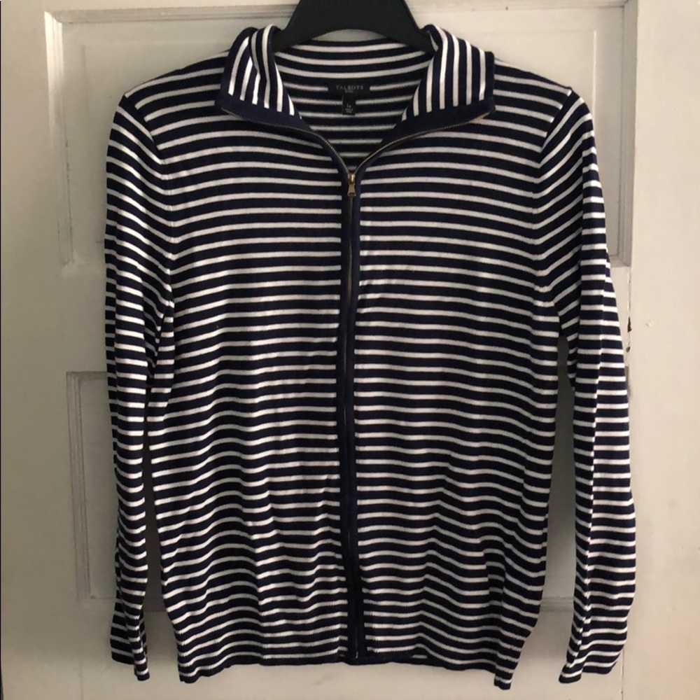Talbots navy and white striped sweater size LP
